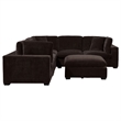 Pemberly Row 6pc Modular Sectional Sofa with Ottoman and 3 Pillows in Dark Brown