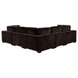 Pemberly Row 6pc Modular Sectional Sofa with Ottoman and 3 Pillows in Dark Brown