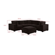 Pemberly Row 6pc Modular Sectional Sofa with Ottoman and 3 Pillows in Dark Brown