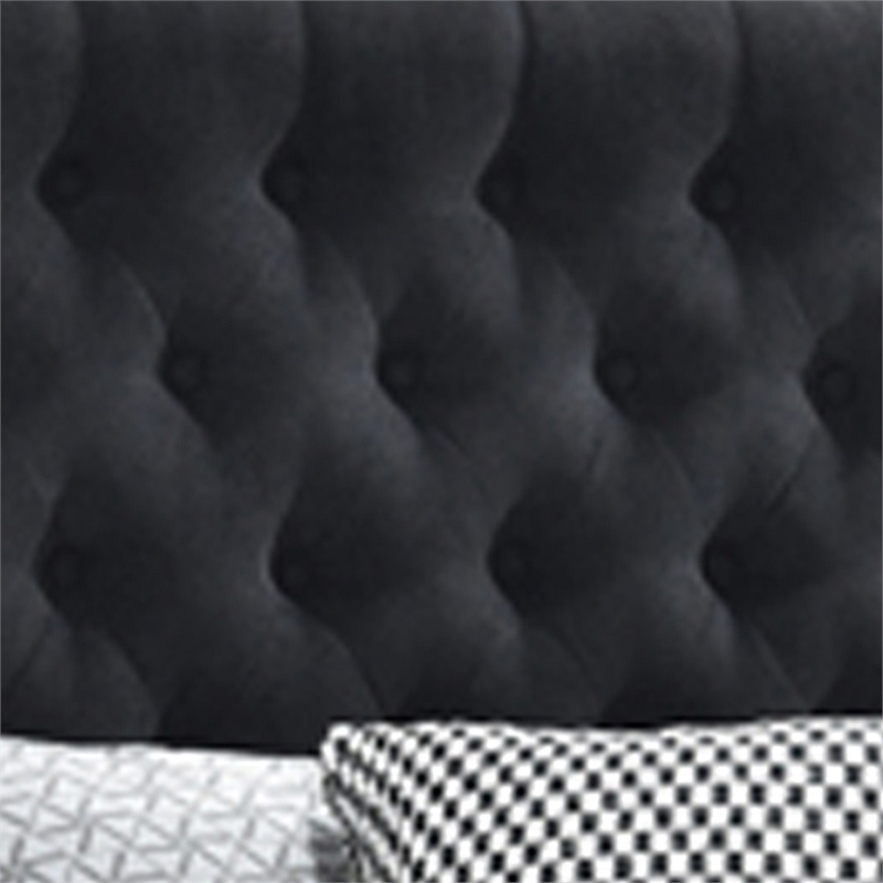 Pemberly Row Fabric Upholstered Queen Bed with Bottom Storage Drawers in Black