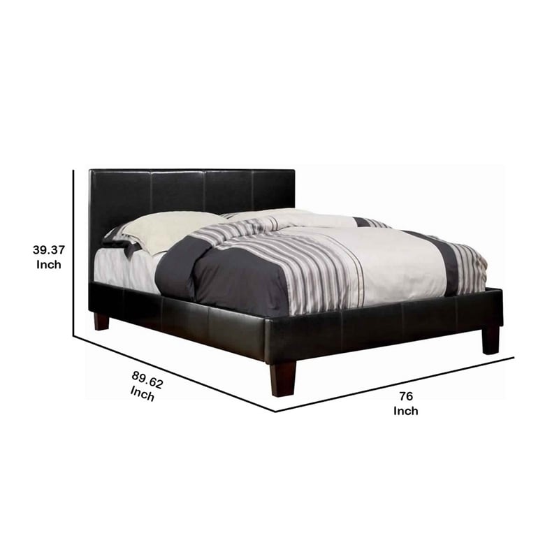 Pemberly Row Platform California King Bed with Tapered Feet in Brown Leatherette