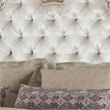 Pemberly Row King Bed with Crystal Tufted Headboard and Carved Wood in Champagne