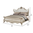 Pemberly Row King Bed with Crystal Tufted Headboard and Carved Wood in Champagne