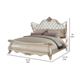 Pemberly Row Queen Bed with Crystal Tufted Headboard & Carved Wood in Champagne