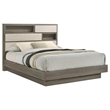 Pemberly Row California King Bed w/ Bookcase Headboard & Hidden Storage in Gray