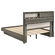 Pemberly Row California King Bed w/ Bookcase Headboard & Hidden Storage in Gray