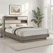 Pemberly Row California King Bed w/ Bookcase Headboard & Hidden Storage in Gray