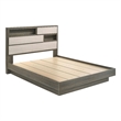Pemberly Row California King Bed w/ Bookcase Headboard & Hidden Storage in Gray