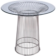 Pemberly Row 40 Inch Round Tempered Glass Dining Table with Chrome Pedestal Base