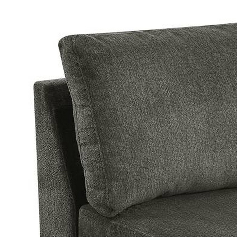 Pemberly Row 37 Inch Modular Armless Chair in Soft Gray Chenille and Pine Wood