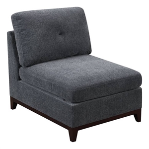 Pemberly Row 37&quot Modular Armless Chair with Tufted Back in Dark Gray Chenille