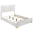 Pemberly Row King Platform Bed with Panel LED Headboard in White Melamine