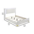 Pemberly Row King Platform Bed with Panel LED Headboard in White Melamine