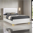 Pemberly Row King Platform Bed with Panel LED Headboard in White Melamine