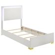 Pemberly Row Twin Bed with LED Framed Headboard and Gold Legs in White