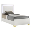 Pemberly Row Twin Bed with LED Framed Headboard and Gold Legs in White