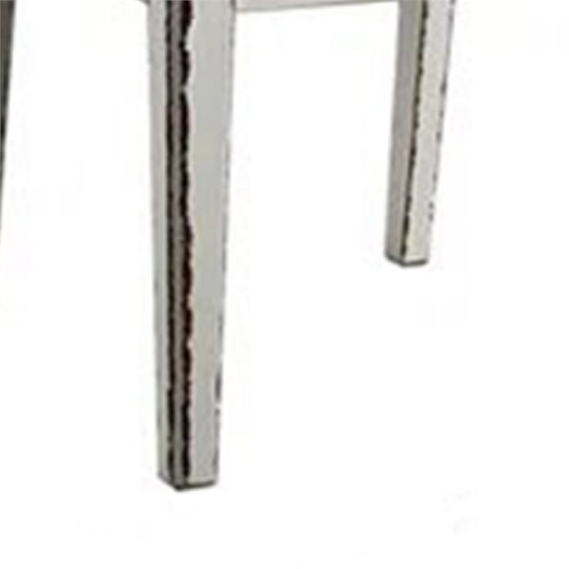 Pemberly Row Set of 2 Dining Side Chairs with Gray Cushion in Rustic White Wood