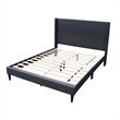 Pemberly Row Queen Bed with Geometric Tufted Wingback Headboard in Gray
