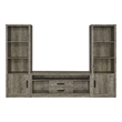 Pemberly Row TV Entertainment Console w/ 2 Media Towers & 8 Compartments in Gray
