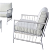 Pemberly Row 4 Piece Outdoor Patio Set with Wicker Sofa and Glass Table in White