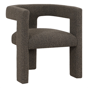 Pemberly Row Accent Side Chair with Curved Design in Chocolate Brown Boucle
