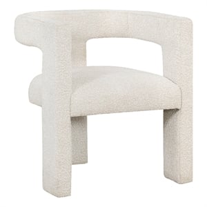 Pemberly Row Accent Side Chair with Curved Design in White Boucle