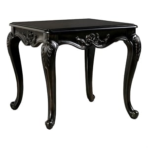Pemberly Row 29&quot Side End Table with Cabriole Legs & Carved Details in Brown