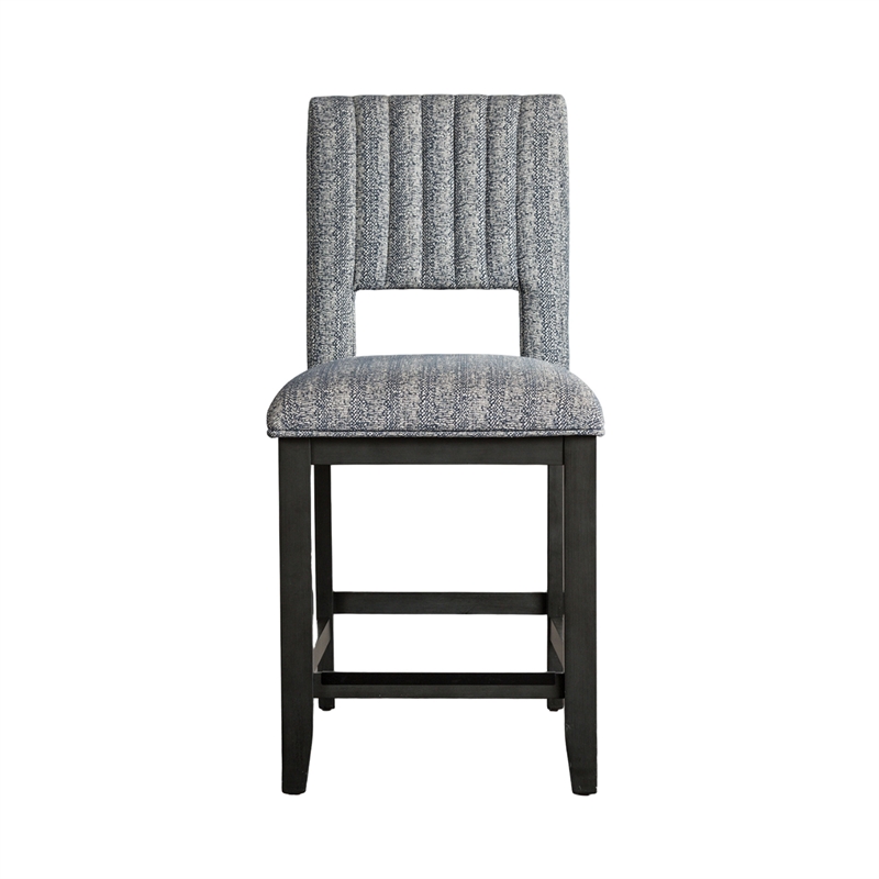 Pemberly Row 2Pc Counter Height Chairs with Channel Stitch Back in Bluish Gray