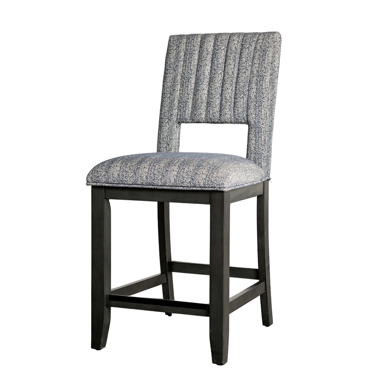Pemberly Row 2Pc Counter Height Chairs with Channel Stitch Back in Bluish Gray