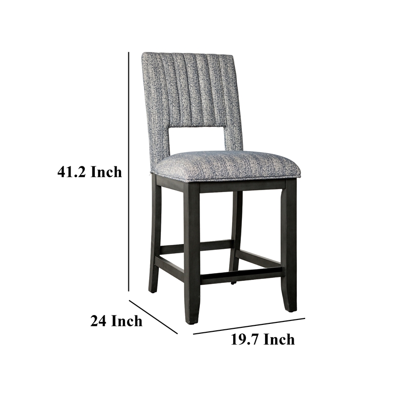 Pemberly Row 2Pc Counter Height Chairs with Channel Stitch Back in Bluish Gray
