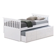 Pemberly Row Twin Captain Bed with Trundle and 3 Drawer Storage in White