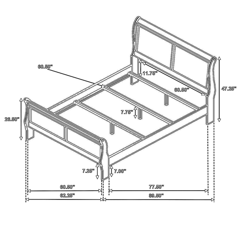 Pemberly Row Queen Bed with Sleigh Panel Headboard in White Low Profile