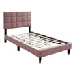 Pemberly Row Full Bed with Biscuit Tufted Headboard in Pink Brushed Linen