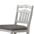 Pemberly Row Set of 2 Ladder Back Counter Chairs w/ Gray Fabric in Antique White