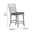Pemberly Row Set of 2 Ladder Back Counter Chairs w/ Gray Fabric in Antique White