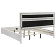 Pemberly Row California King Bed with Diamond Trim and Glitter Stripe in White
