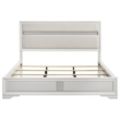 Pemberly Row California King Bed with Diamond Trim and Glitter Stripe in White