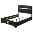 Pemberly Row California King Bed with Diamond Trim and Glitter Stripe in Black