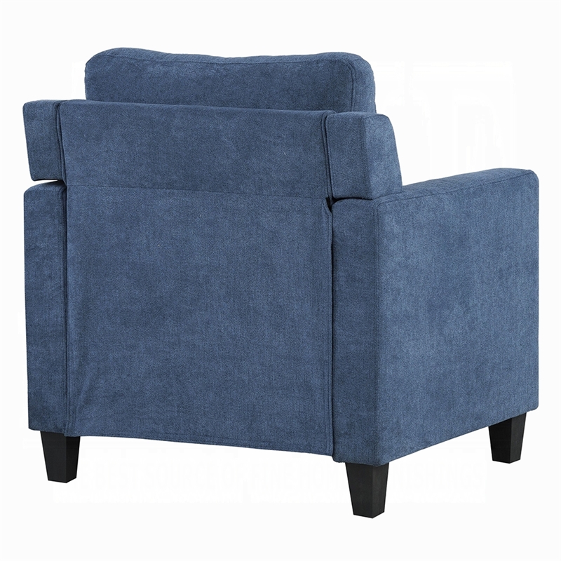 Pemberly Row Accent Chair with Track Arms and Tufted Backrest in Navy Blue