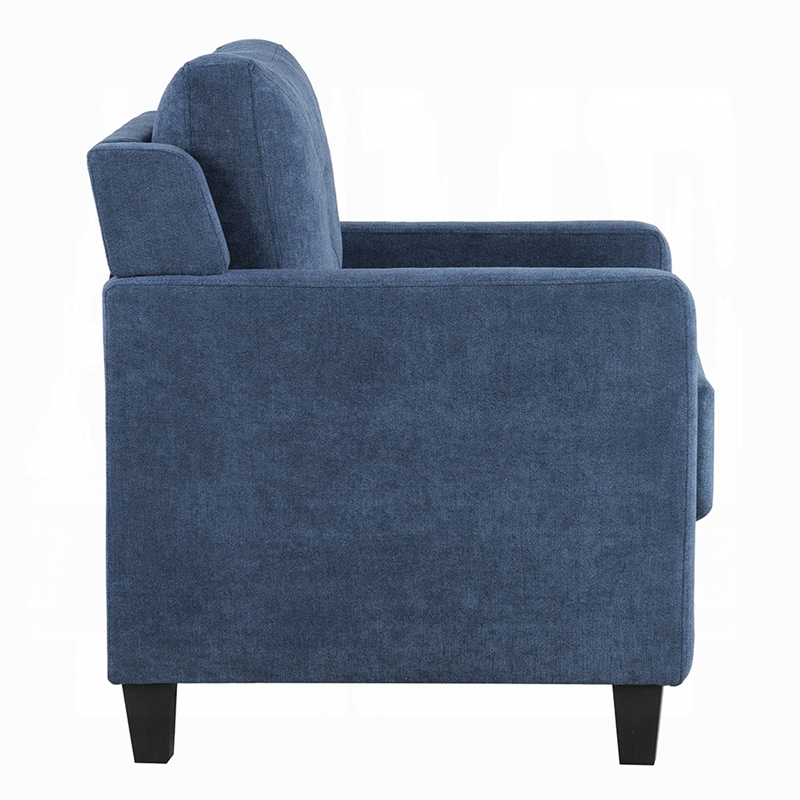 Pemberly Row Accent Chair with Track Arms and Tufted Backrest in Navy Blue