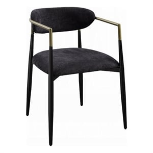 Pemberly Row Set of 2 Dining Side Chairs w/ Padded Seat & Gold Accents in Black