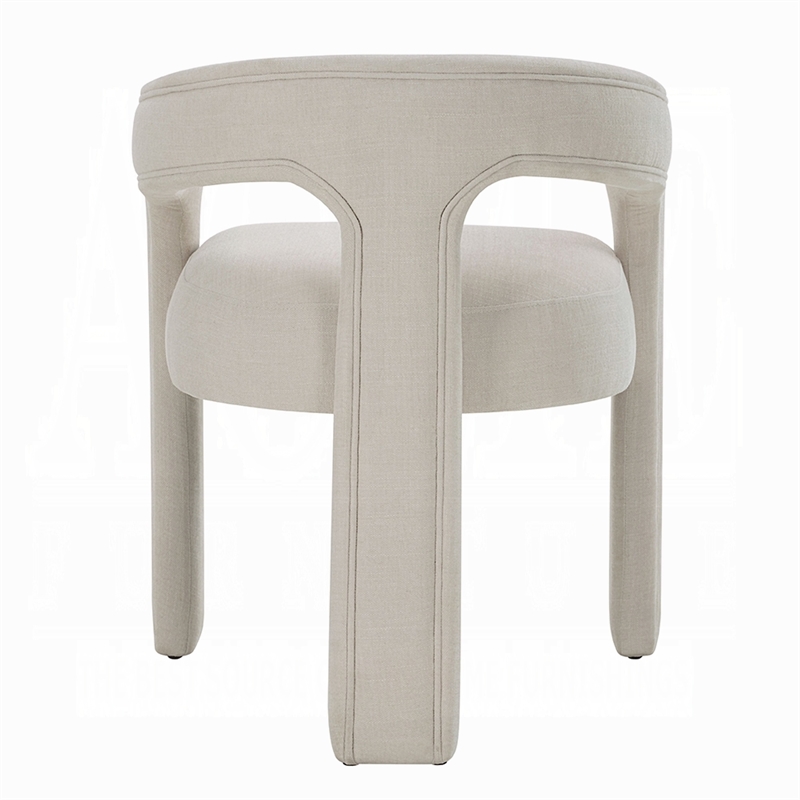 Pemberly Row Set of 2 Side Dining Chairs with Rounded Back in White Chenille