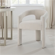 Pemberly Row Set of 2 Side Dining Chairs with Rounded Back in White Chenille