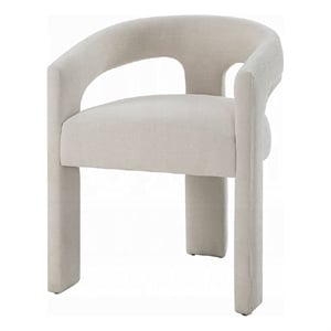 Pemberly Row Set of 2 Side Dining Chairs with Rounded Back in White Chenille