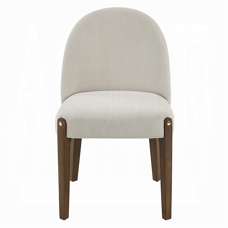 Pemberly Row Set of 2 Side Dining Chairs with Curved Back in White and Oak Brown