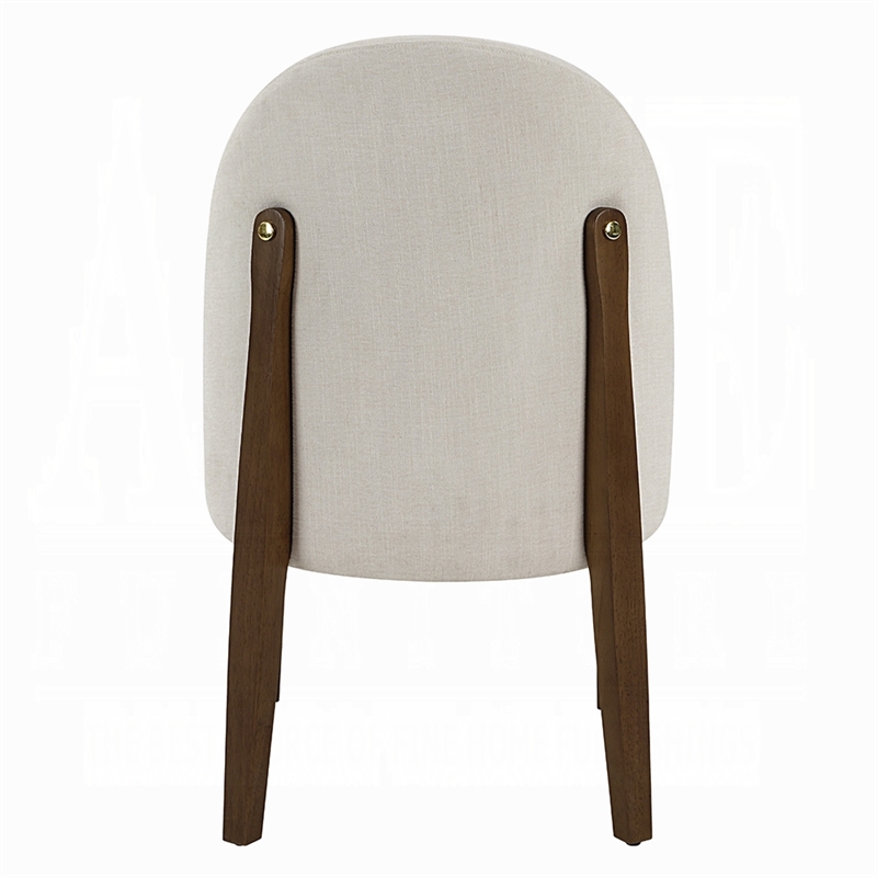 Pemberly Row Set of 2 Side Dining Chairs with Curved Back in White and Oak Brown