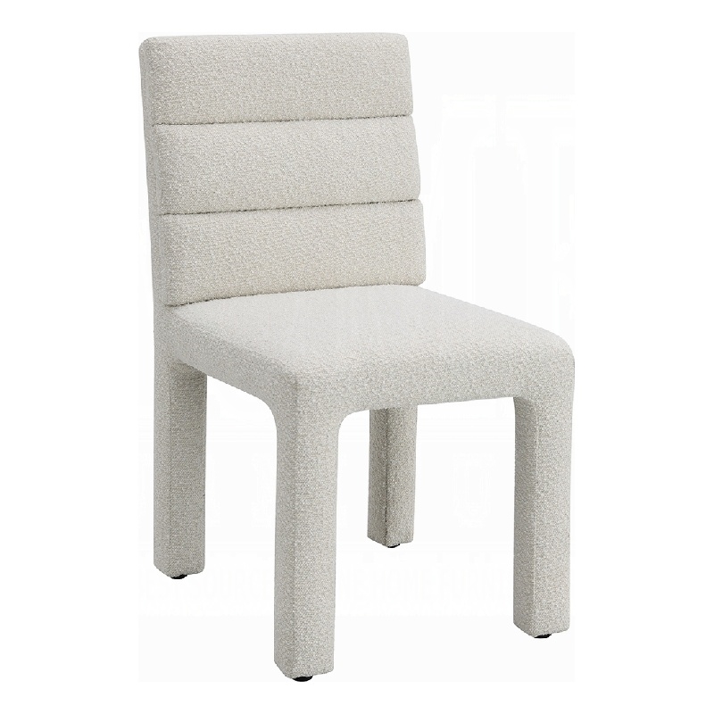 Pemberly Row Set of 2 Side Chairs with Tufted Backrest and Boucle Seat in White