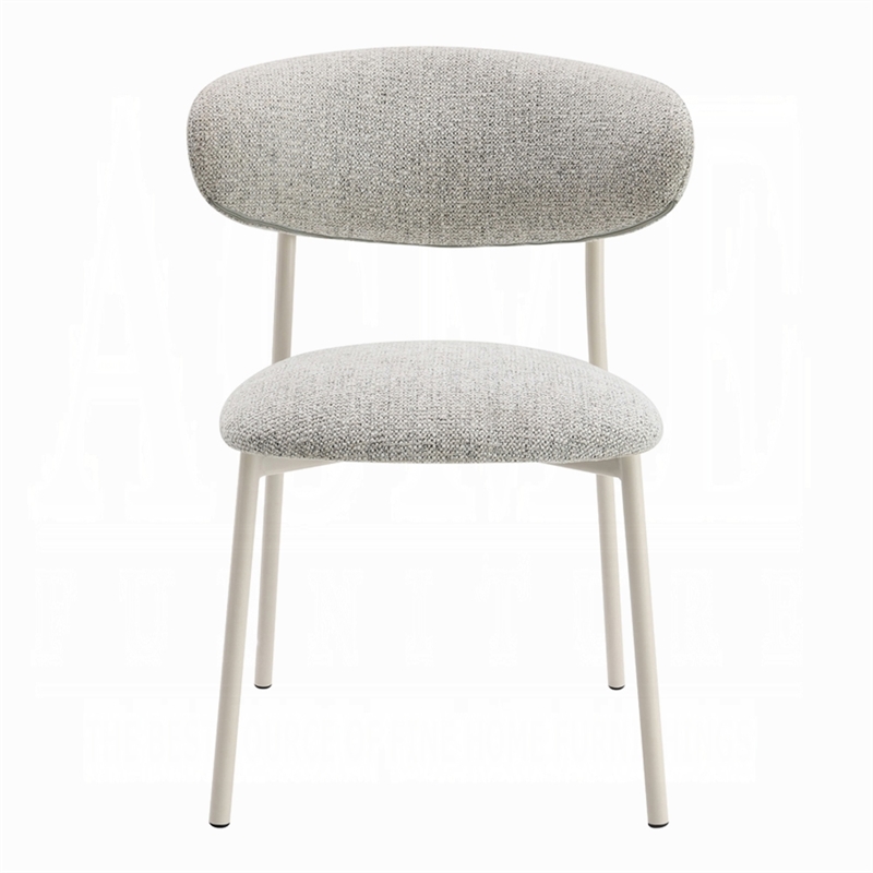 Pemberly Row 2Pc Side Chairs with Gray Boucle & Curved Backrest in Beige Frame