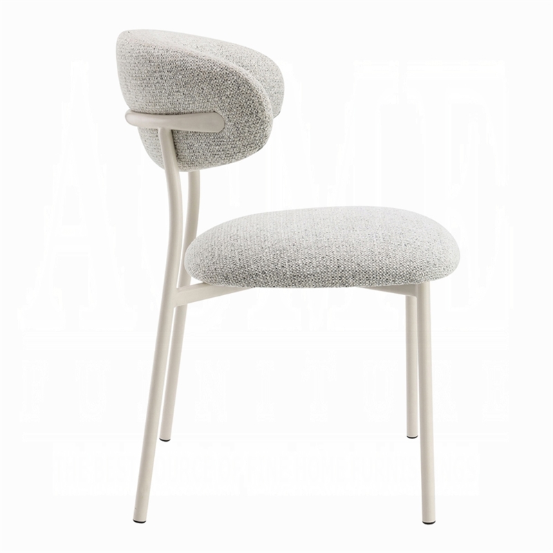 Pemberly Row 2Pc Side Chairs with Gray Boucle & Curved Backrest in Beige Frame