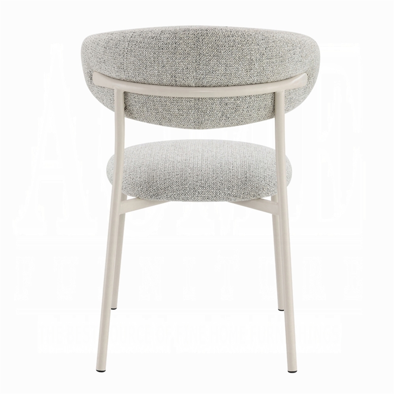Pemberly Row 2Pc Side Chairs with Gray Boucle & Curved Backrest in Beige Frame